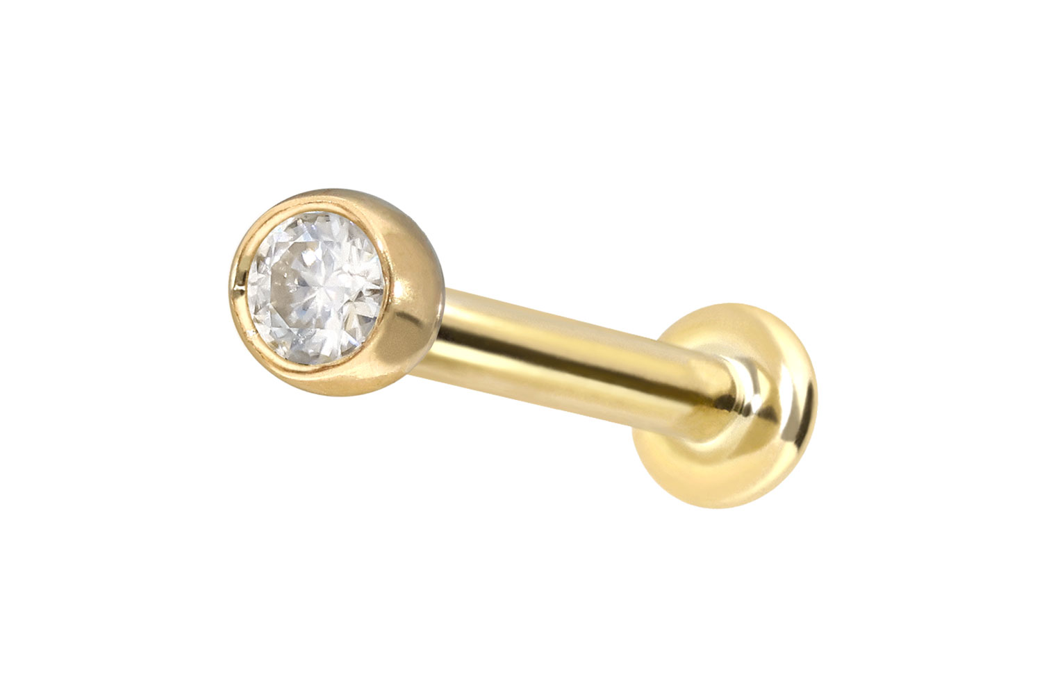 14 Karat Gold Labret Piercing mit Push Fit MOISSANIT